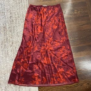Reformation silk midi skirt